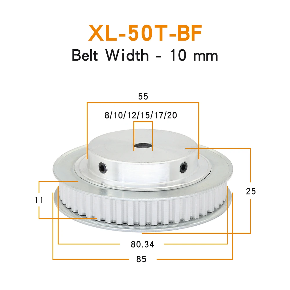 Belt Pulley XL-50T/60T Bore Size 8/10/12/14/15/17/20 mm Alloy Synchronous wheel Teeth Pitch 5.08mm For Width 10mm XL Timing Belt