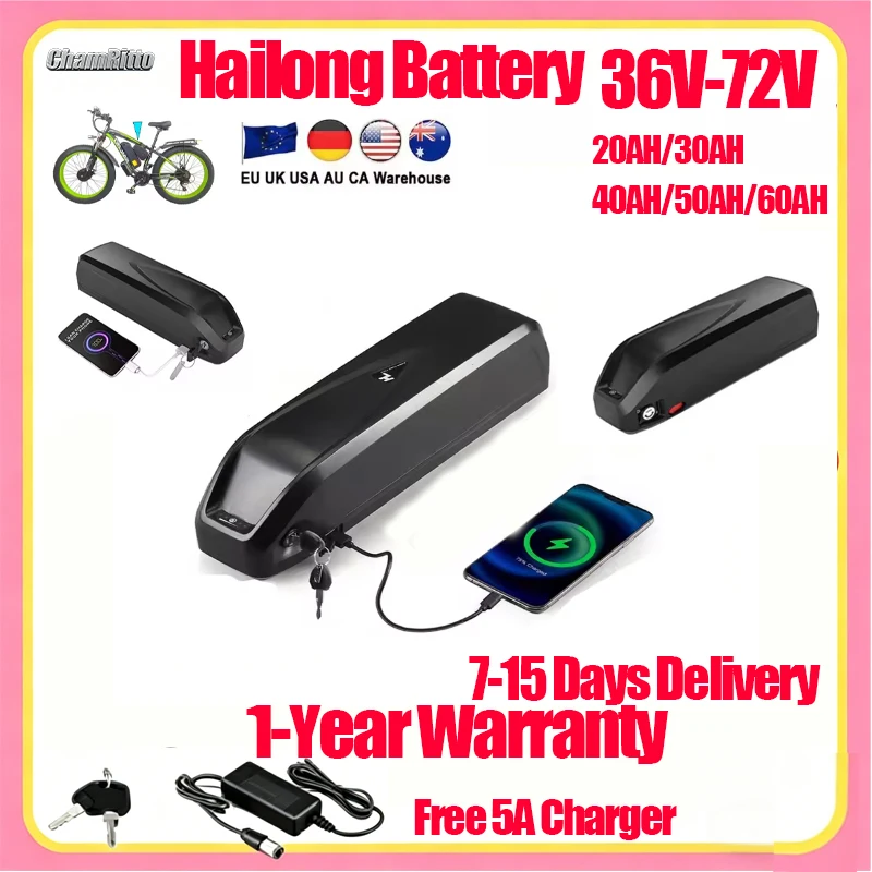 

72V 40ah Electrical Bicycles Battery 48V cham rider 30ah battery 36V 52V 60V 20 35ah 50ah Akumulator 750W 2000w Liuthium Battery