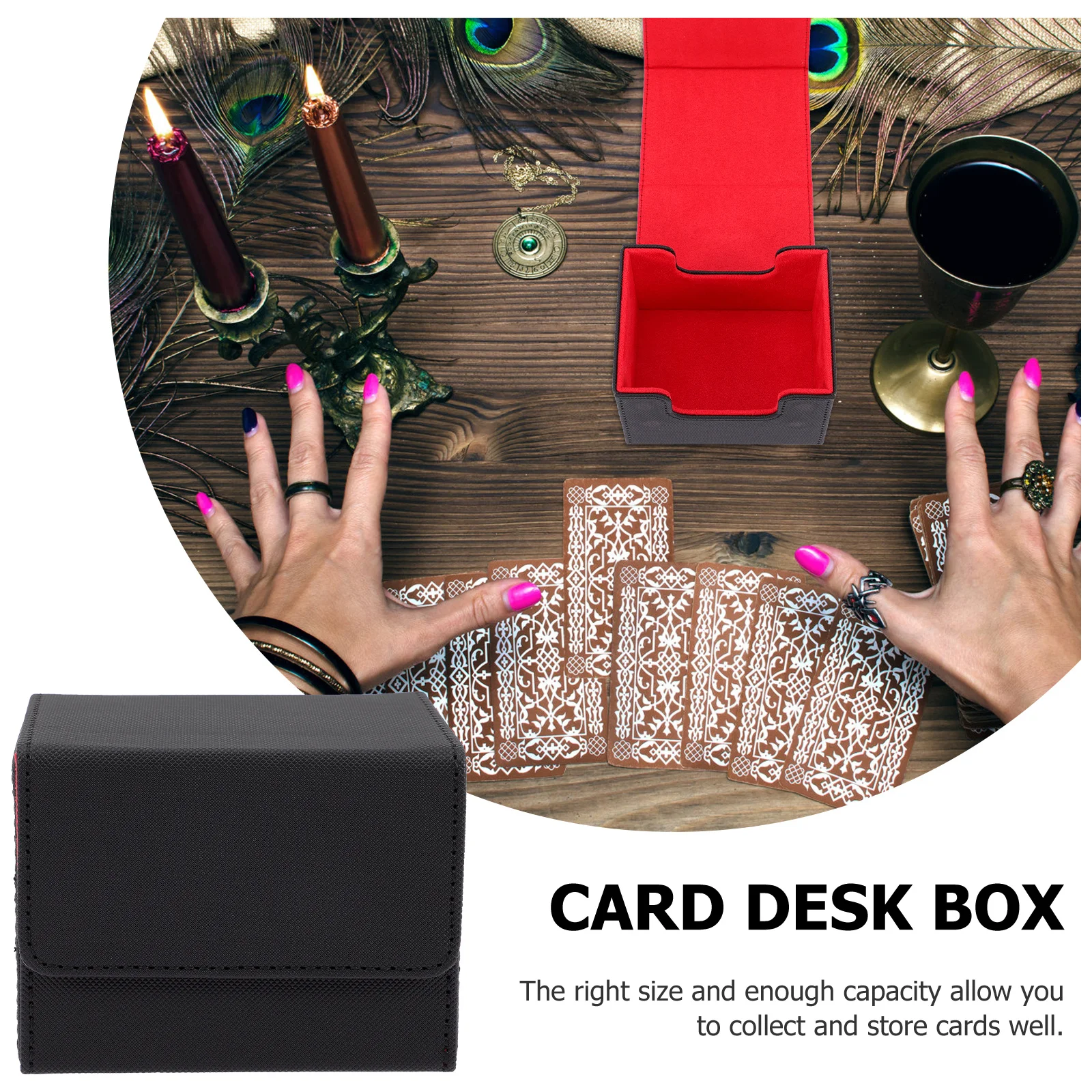 

Card Desk Box Large Capacity Poker Cards Storage Organizer Portable Games Cards Holder Scratch Resistant