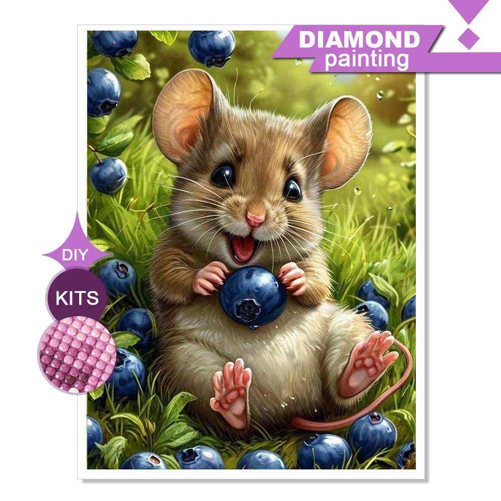 Huacan Vollquadratisches und Rundes Mosaik Tier-Maus Diamantmalerei Cartoon Neuheiten Handgefertigtes Geschenk