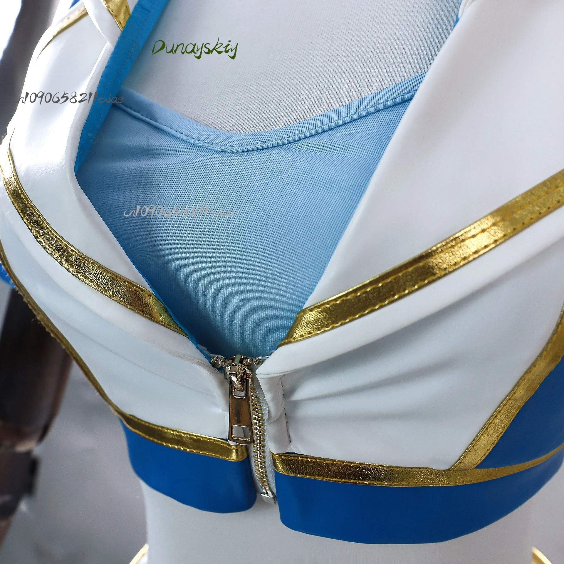 Remm Cosplay Costume Anime Re:  From Zero Blue White Cheerleading PU Coat Skirt Wig Woman Halloween