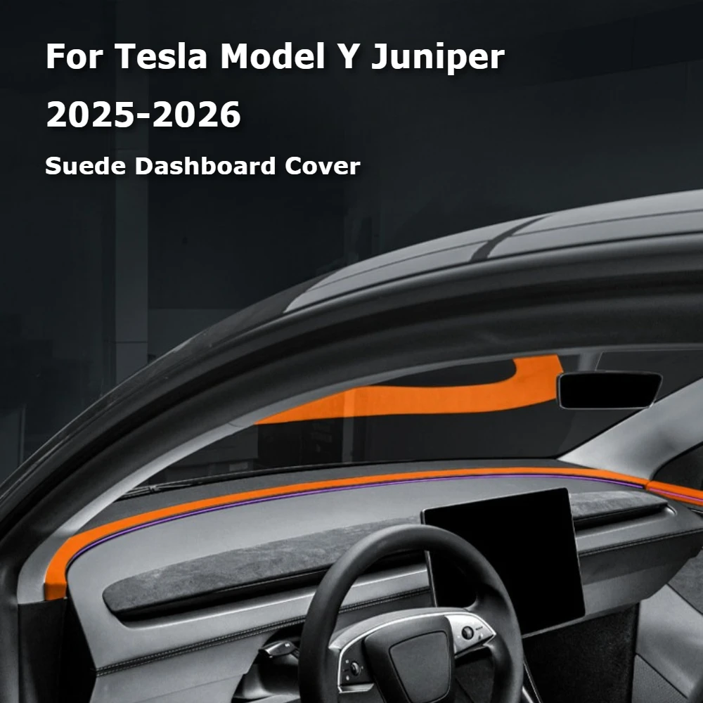 For Tesla Model Y Juniper 2025 2026 Luxury Suede Texture Dashboard Cover Set Door Panel Trim Wrap Interior Decor Sticker