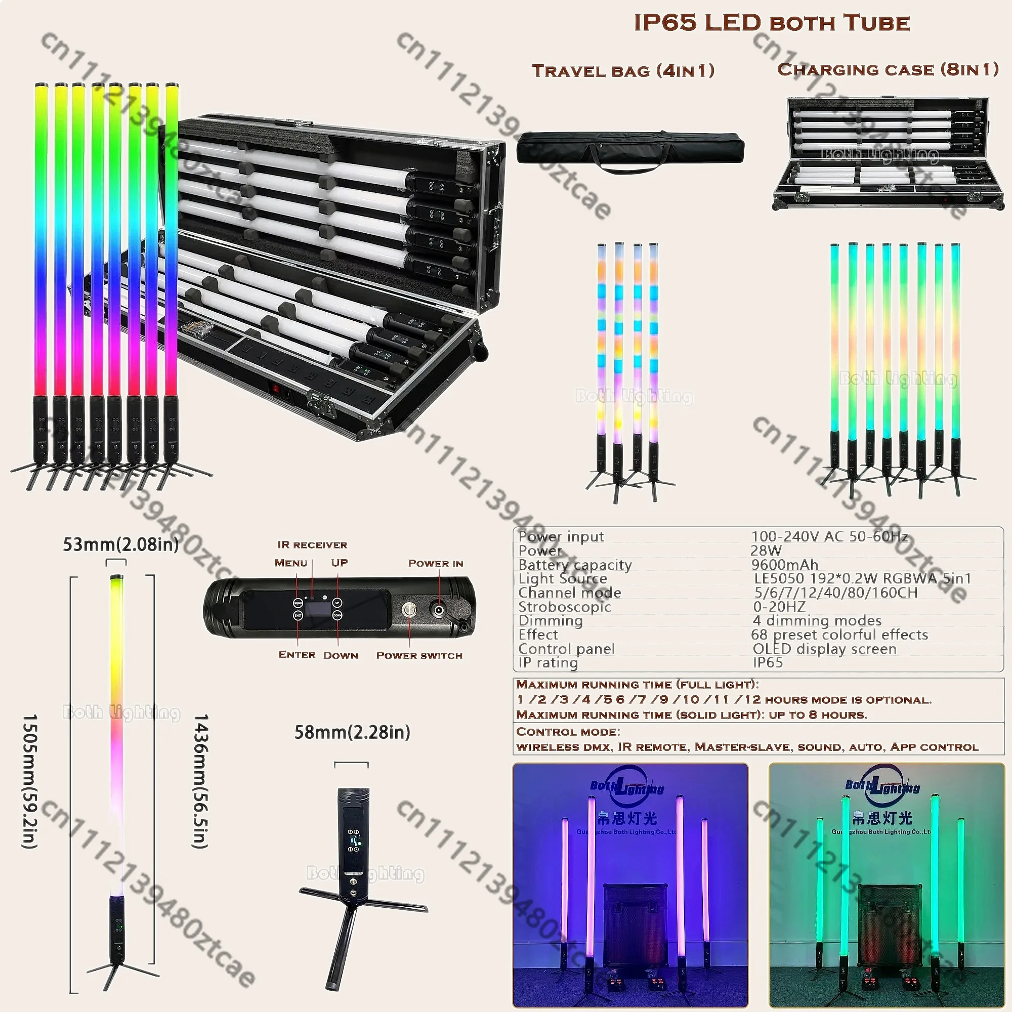 Wireless Pixel Tube Battery Powered DMX 360 LED for Wedding DJ Stage Light Event Party Entertainment