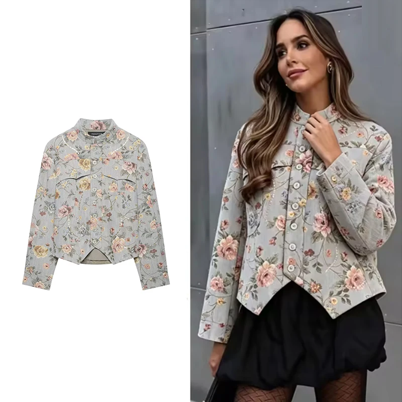 Autumn Jackets Women's 2026 New Fashion Print Slim Blazers Jackets Blouse Chic Young Women's Autumn Street Warm Unique Coats