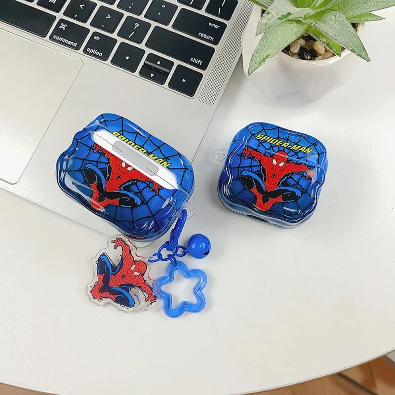 Cute Anime Cartoon Spider-Man Headphone Case for AirPods 1 2 3 4 Pro3/Pro2/Pro Shockproof with Pendant