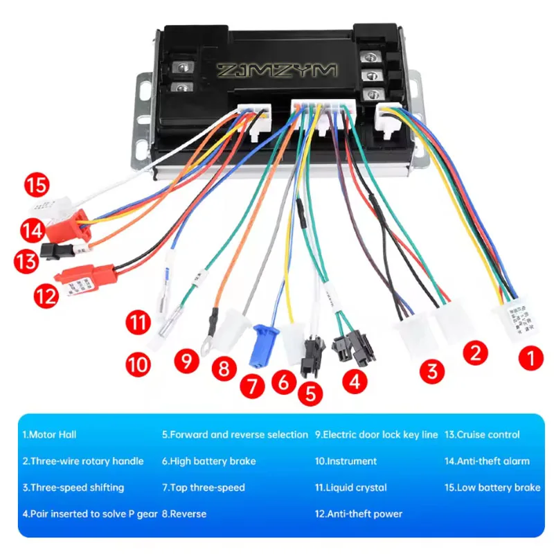 48V 60V 72V Universal 3000W 50A Sine Wave Brushless DC Motor Controller Three-Mode Brushless Motor Driver