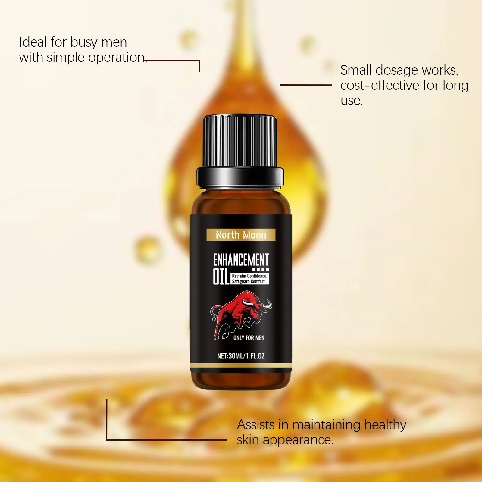 North Moon-esencia para el cuidado del área privada para hombres, aumento sexual duradero, eliminación de olores, extractos de plantas, suero de masaje diario para pene