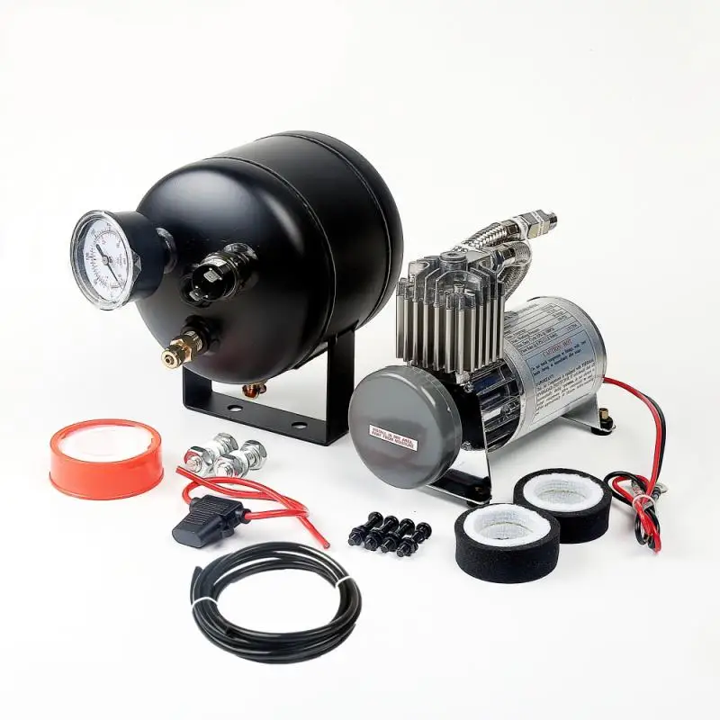 12V Car Modification Automatic Start-Stop Suspension Air Pump Set 2L Air Horn Vehicle Tire Inflation Motor Air Pressure