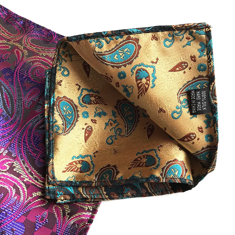 New Tide Fashion 25*25CM Paisley Cashew Floral Polyester Handkerchief Pocket Square for Man Business Wedding Accessories