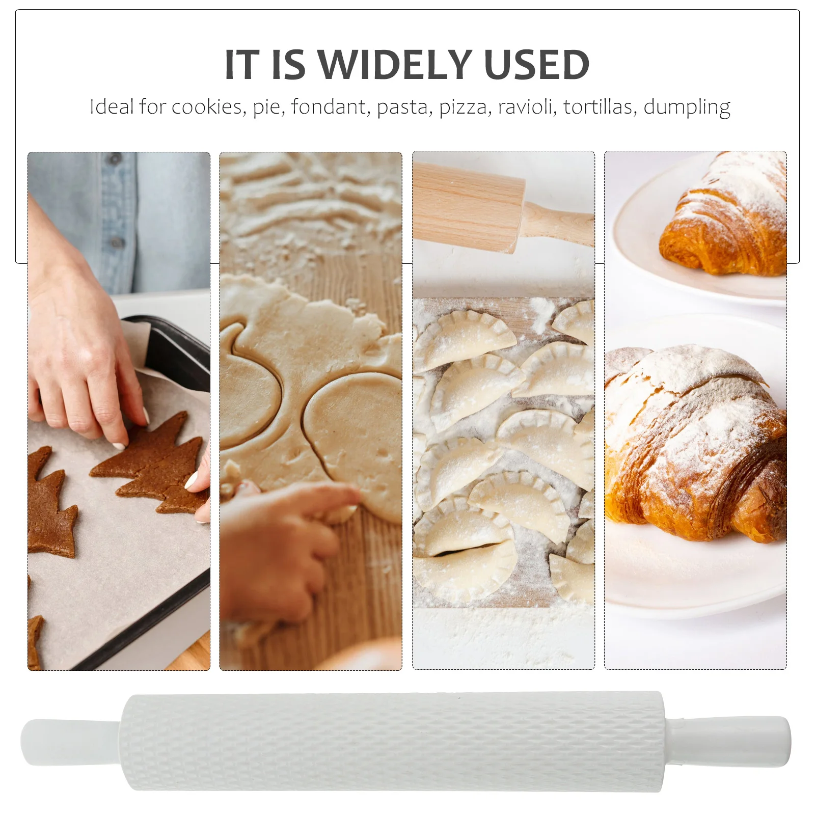 

4 Pcs DIY Printed Rolling Pin Embossed Pattern Pins for Baking Fondant Embossing Roller Cookie Dough