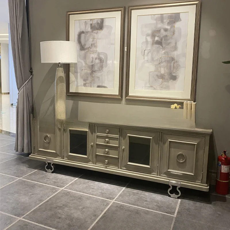 

Американский телевизионный шкаф из массива дерева в стиле лайт-люкс, современный многофункциональный напольный шкаф для хранения вещей в гостиной.