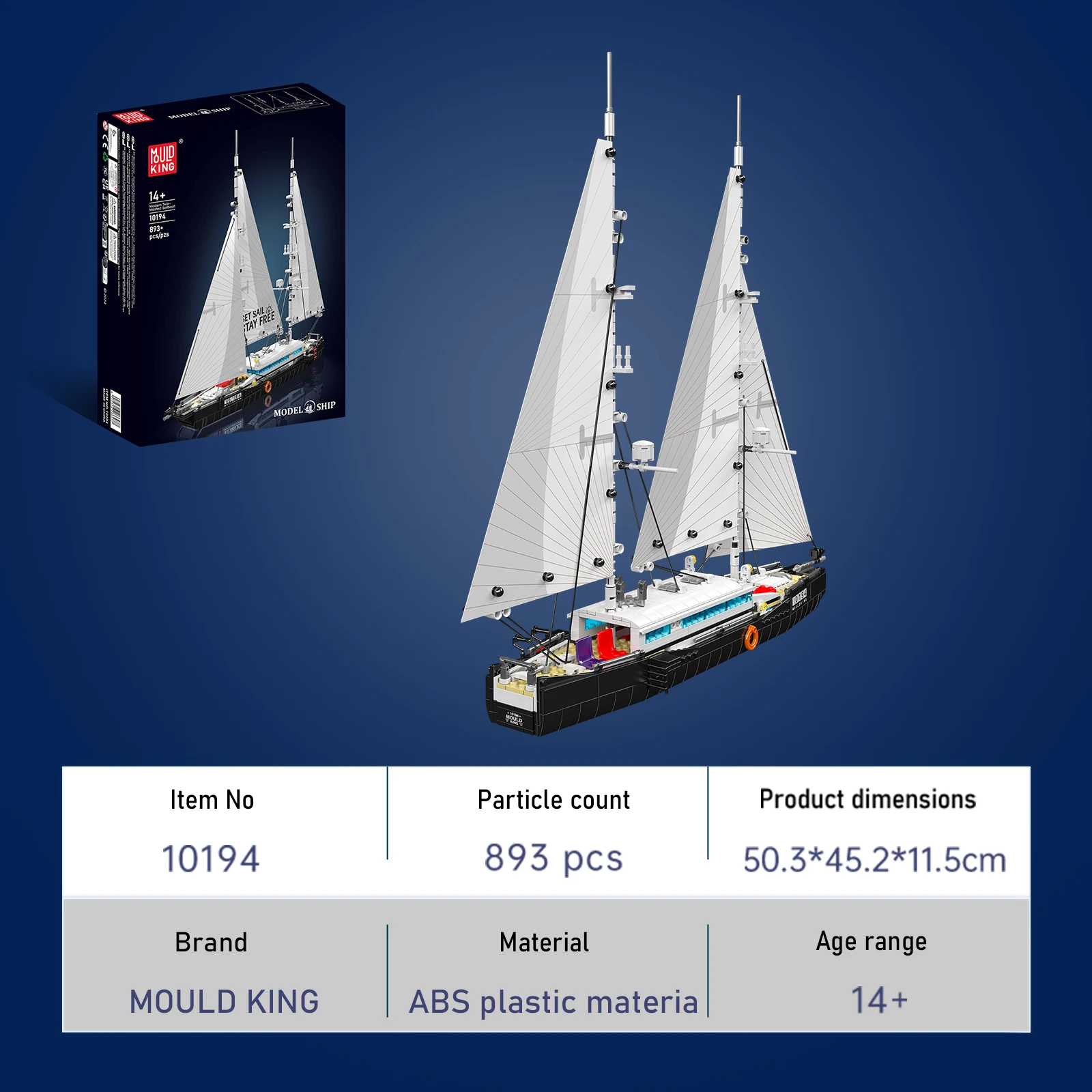 MOC 10194 نموذج سفينة شراعية ثنائية الصب 893 قطعة مجموعة مكعبات البناء الإبداعية هدية مثالية لعيد الميلاد/عيد الميلاد للأطفال والكبار #5
