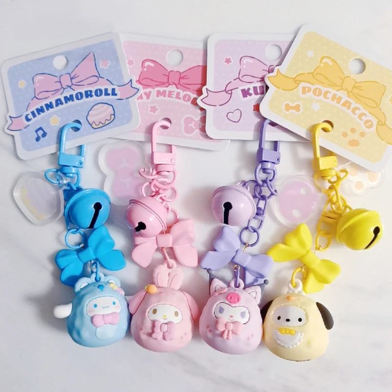 Sanrio Cute Kuromi Pompompurin Mymelody Keychain Cinnamoroll Kawaii Pendant Keyring Girl Party Favors For Kids Birthday Gifts