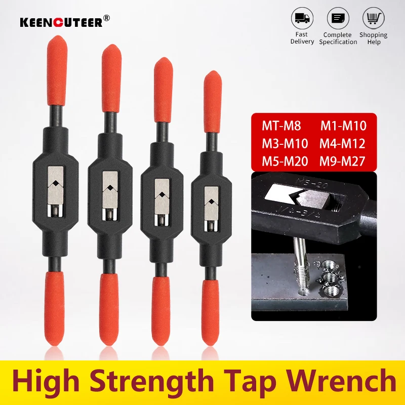 Mango de llave de grifo ajustable para grifos métricos de M1-M8 ~ M9-M27, escariador de grifo de acero al carbono súper duro, herramientas de roscado manual