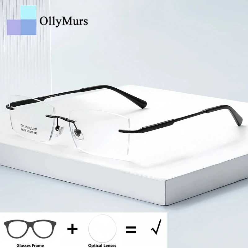 نظارات OLLYMURS من التيتانيوم النقي لقصر النظر وقصر النظر التقدمية للرجال بدون إطار مع عدسات مضادة للانعكاس ومضادة للخدش نظارات للنساء