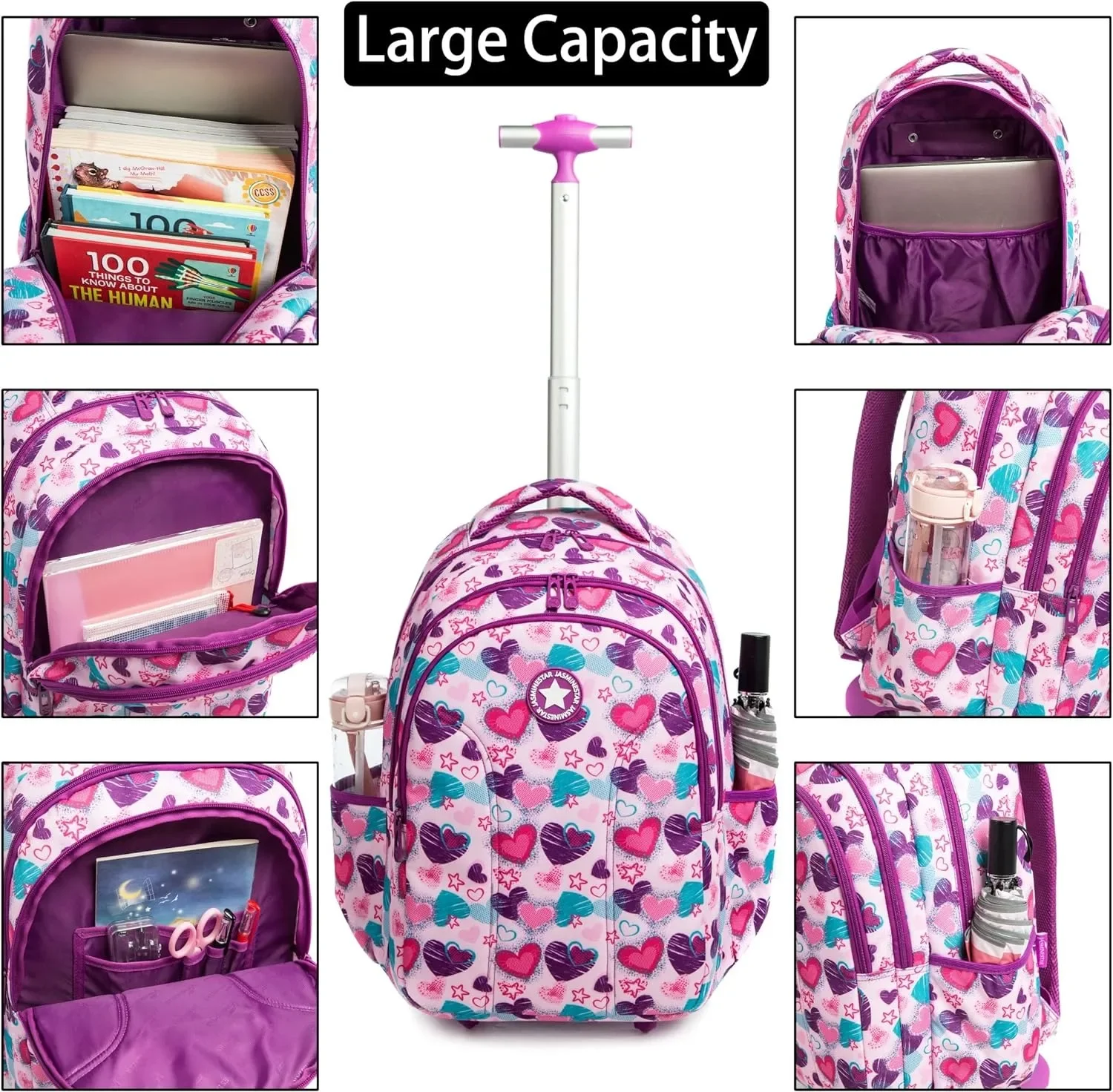 Imagem -03 - Mochila de Rodas Infantil Trolley Bolsa on Wheels Mochila Rolante para Meninos e Meninas Crianças