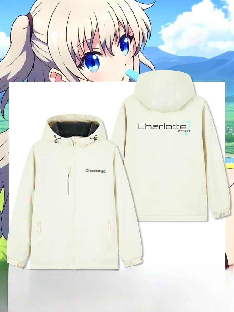 

Куртка с капюшоном на флисовой подкладке ex Fce, коллаборация с Charlotte, ветрозащитная, для весны, осени и зимы, с принтом, повседневная, из полиэстера