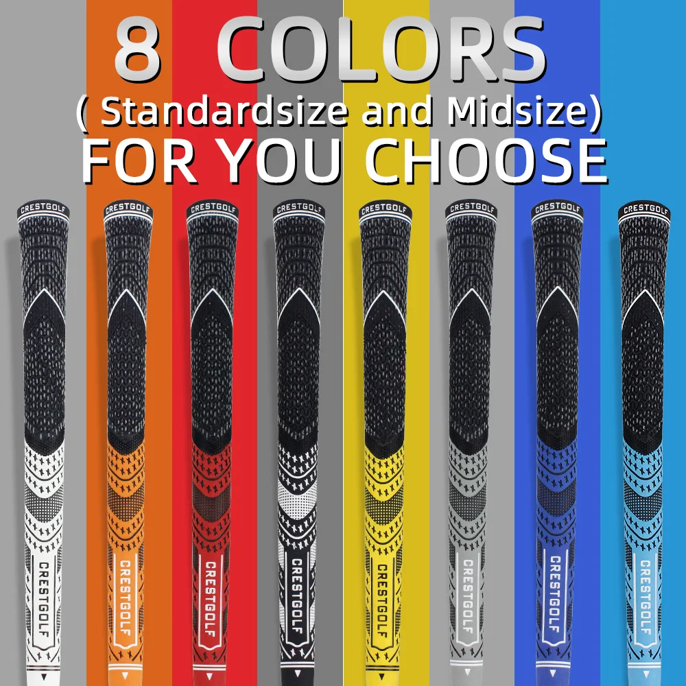 CRESTGOLF Golf Grips 13 Pack Midsize Golf Club Grips Set Anti-Slip Rubber 8 Colors Available