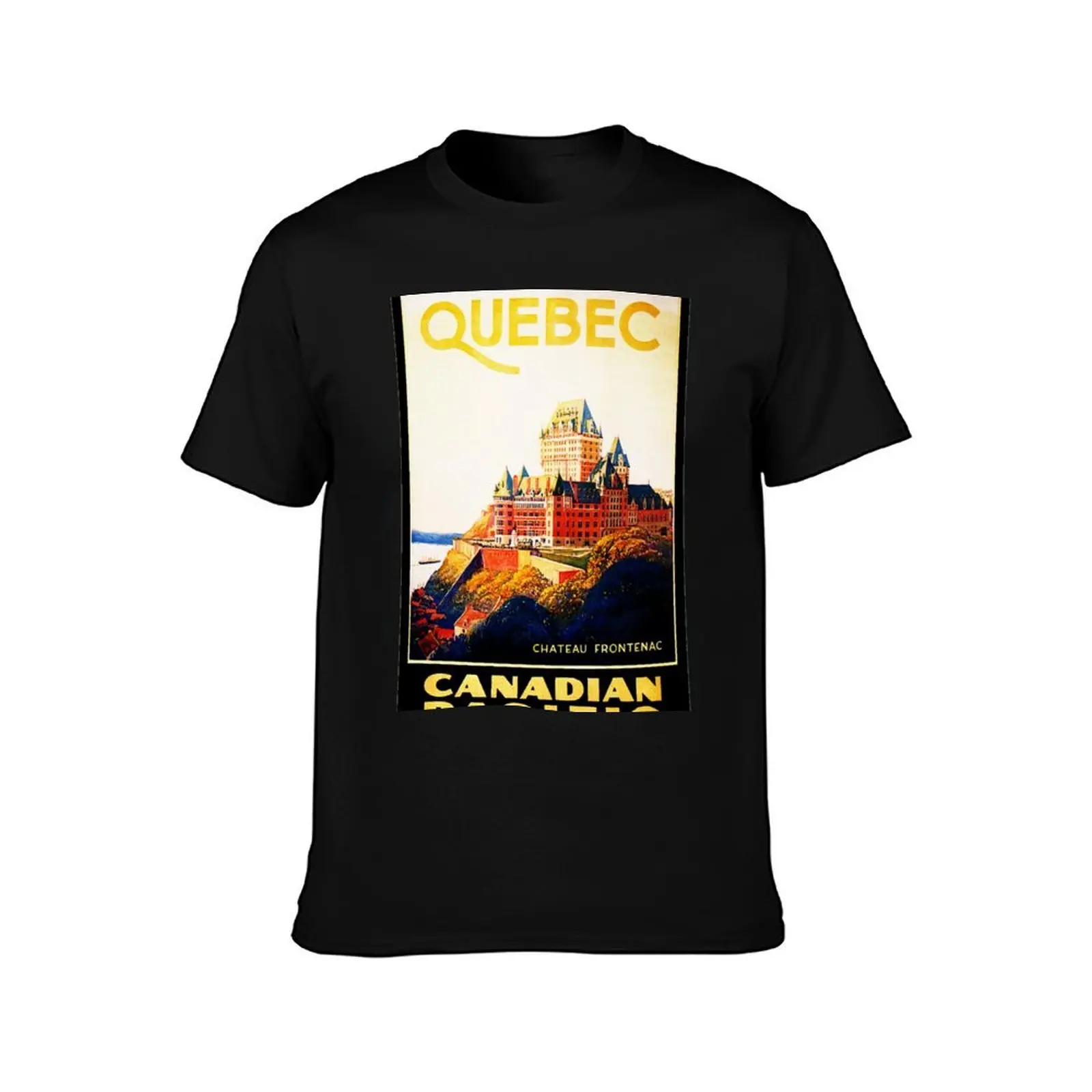 QUEBEC LE CHATEAU FRONTENAC HOTEL Canada Vintage Tourism Poster T-Shirt Big Size Loose Fit Tee Shirt T-Shirt