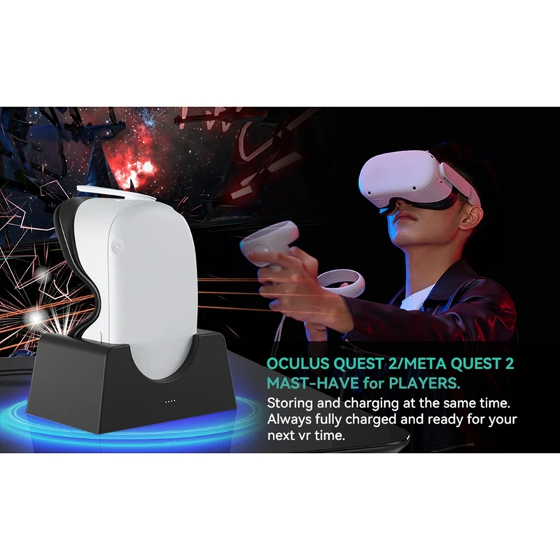 For Oculus Quest 2 Fast Charger Station VR Charging Dock With Charging Port Indicator With USB-C Cable VR Accessories