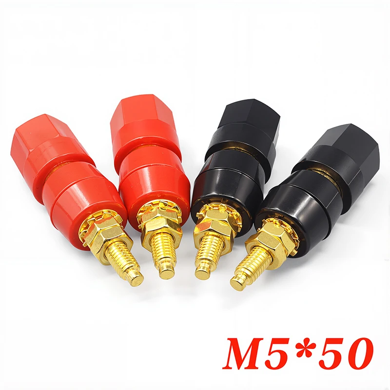 4PCS 4mm Banana Plug Adapt Socket Red Black Test Connector Power Supply Binding Post Terminal Audio Amplifier Speaker
