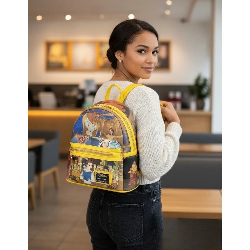 

Beauty and The Beast Princess Series Cosplay Mini Backpack Womens Double Strap Shoulder Bag Purse