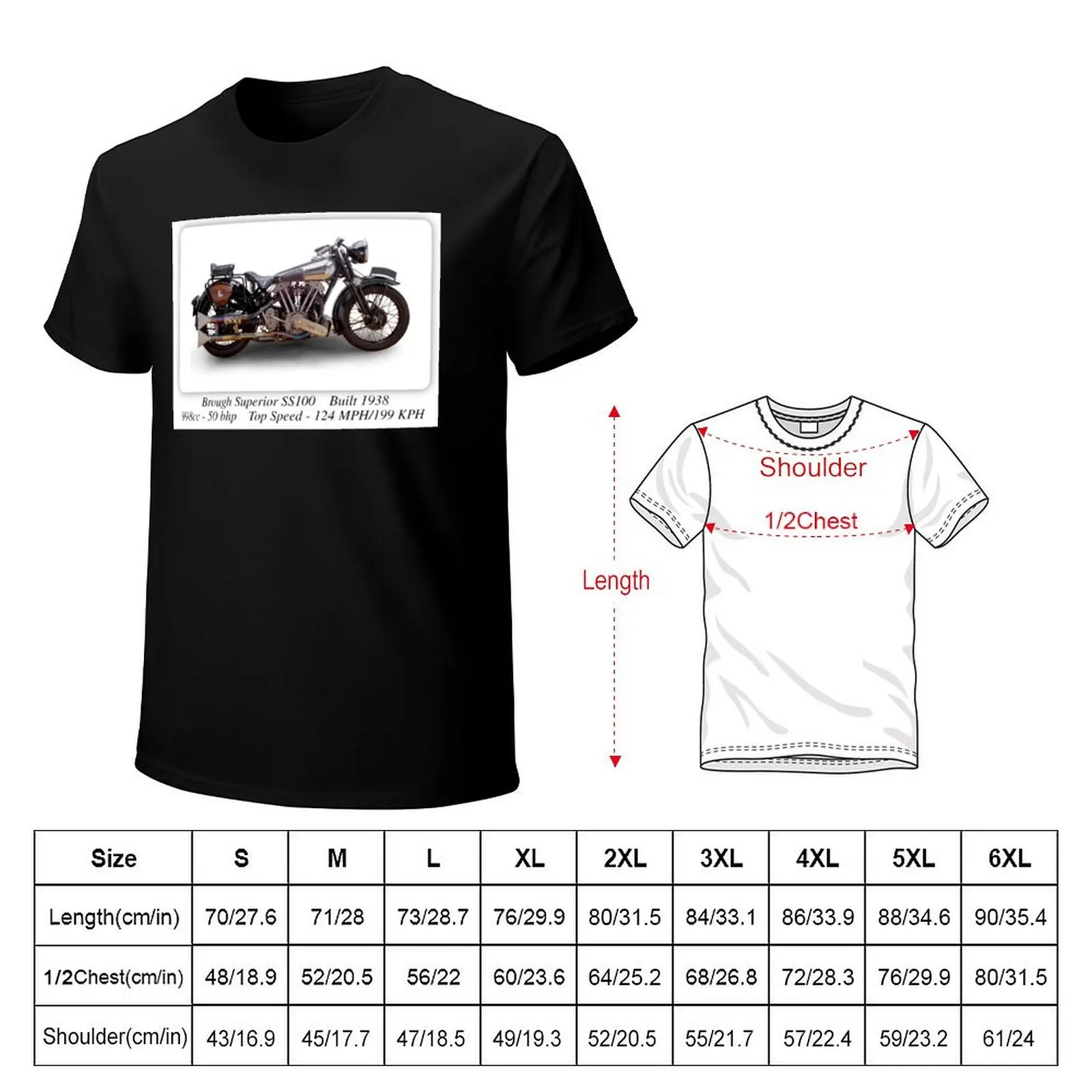 Brough Superior SS100 Motorcycle Print or Poster T-Shirt Fashion Print Casual Short Sleeve