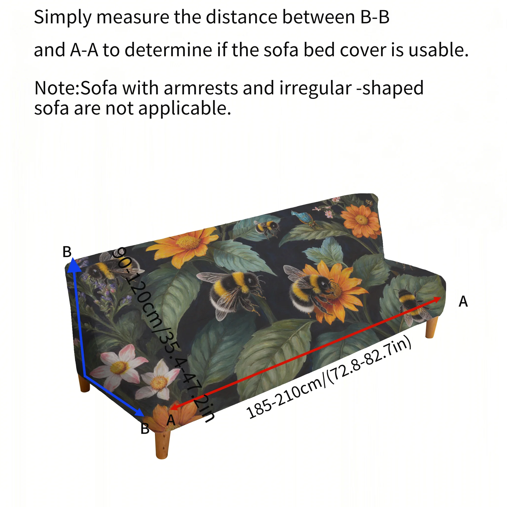 Flower bush bee honey elastic sofa bed cover, living room sofa bed cover, dustproof machine washable sofa bed cover