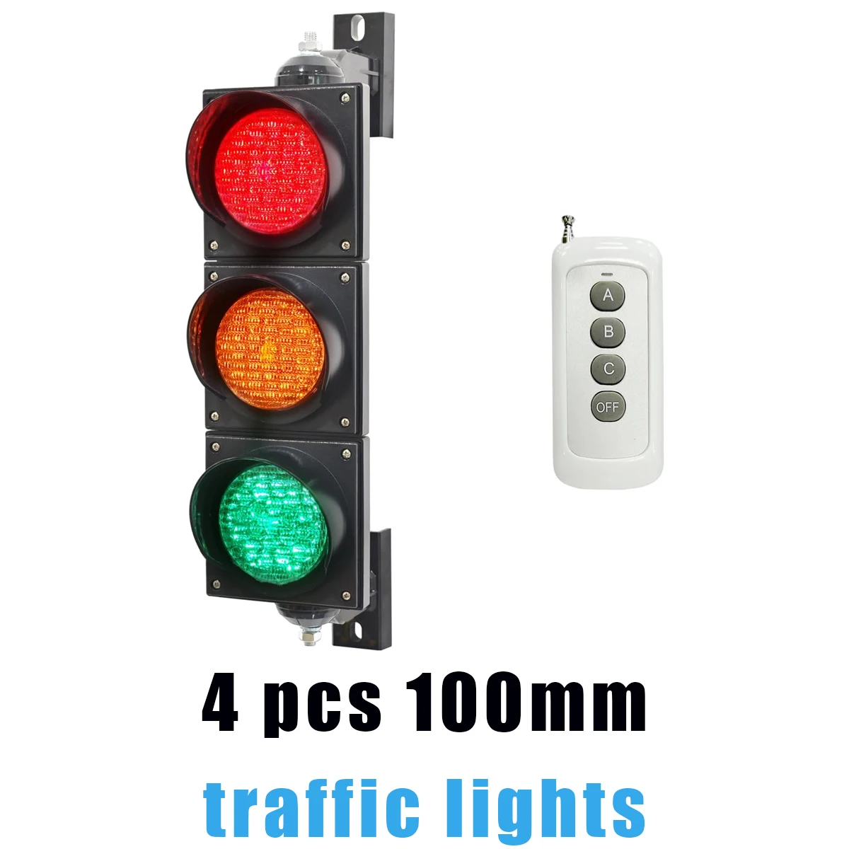 4 шт. 100 мм светофор, водонепроницаемый и солнцезащитный, беспроводной пульт дистанционного управления, высокое качество для безопасности дорожного движения и подземной парковки