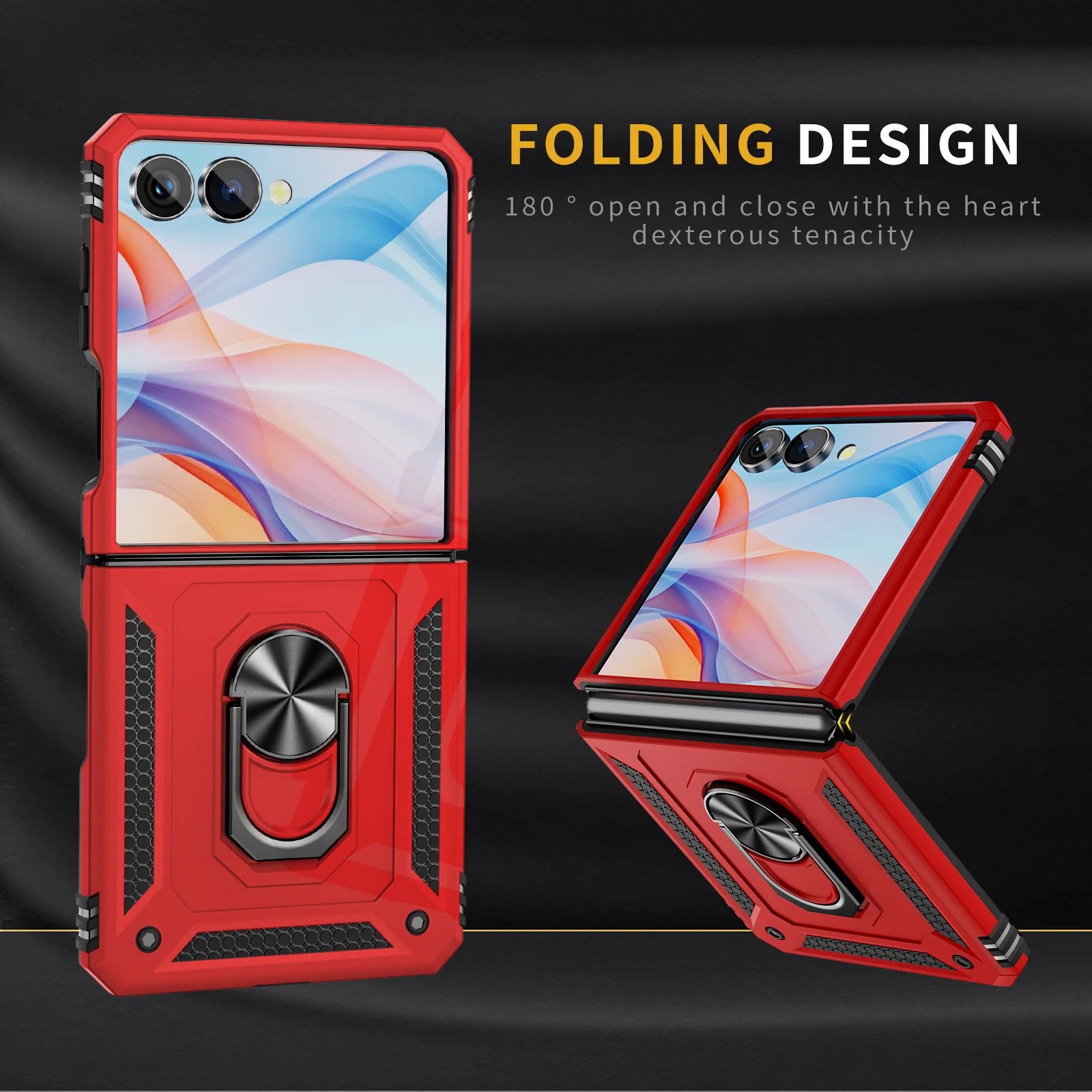 Funda de teléfono a prueba de golpes de grado militar para Samsung Galaxy Z Flip 7, funda protectora con soporte de anillo de armadura para Z Flip 7 FE 6 5 4 3