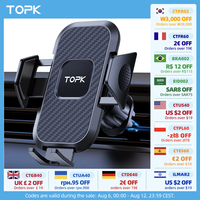 Car Phone Holder Mount,TOPK Upgrade Auto Locking Universal Phone Stand Holder with Hook Clip for Car Air Vent for iPhone Samsun
