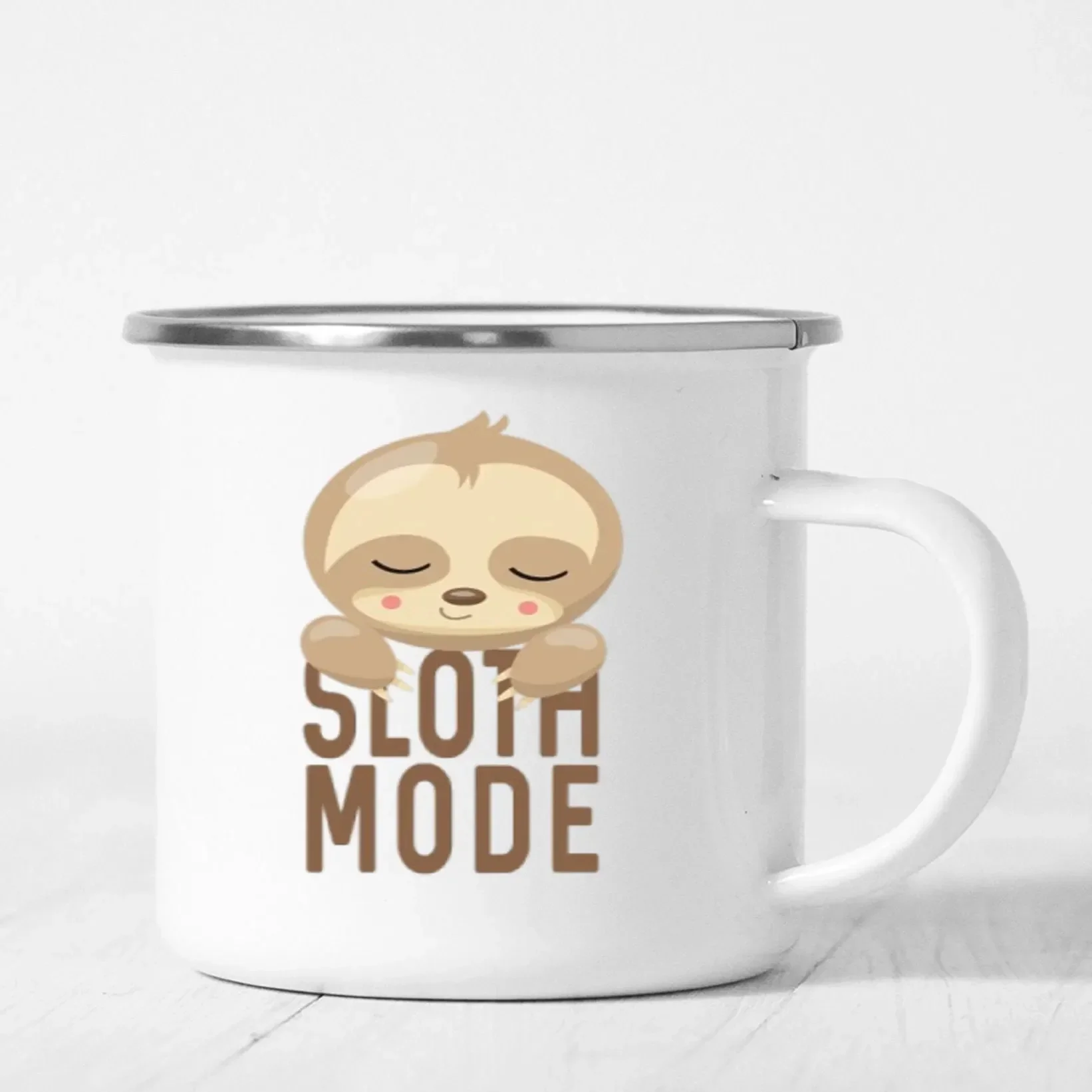 Camping Coffee Mugs Sloth Mode On Just Relax Enamel Mug Camper Hiker Walking Hiking Travel Cups Coffee Mugs Outdoor Festival