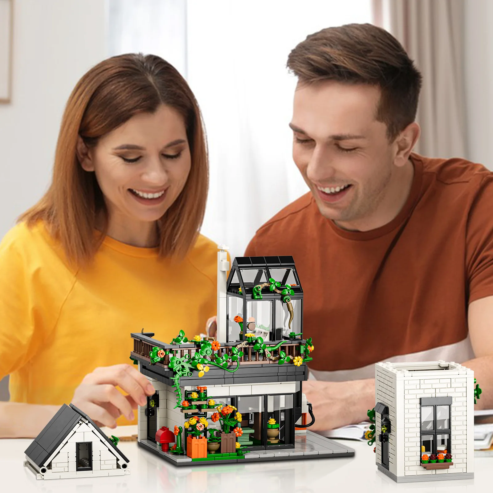 Compatibele Lego-bouwstenenset Tuinvilla Dorp Bloemen Zonneschijn Kas Auto's Minispeelgoed Geschenken Kinderen Volwassen Jongens Meisjes
