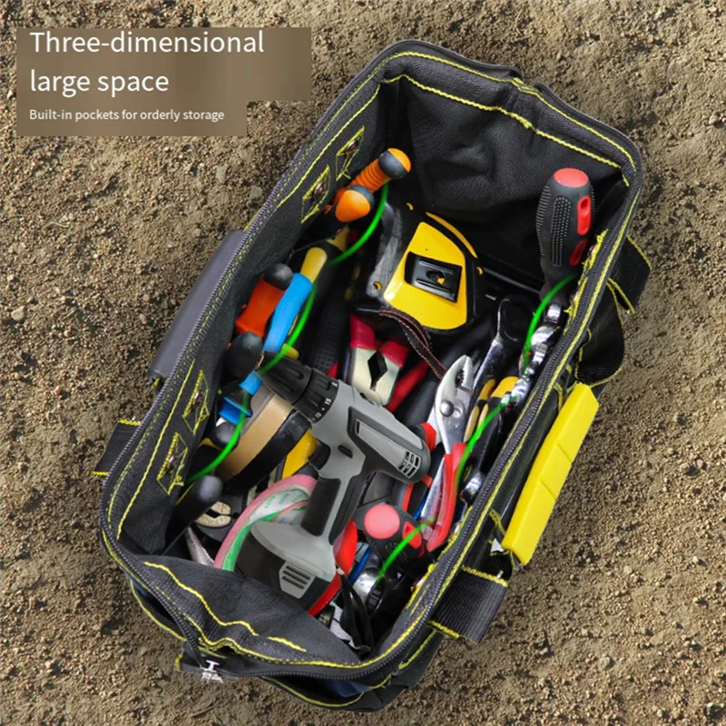 

ABLN-Wide Mouth Heavy Duty Tool Bag, 3 Pack Waterproof 13-Inch Organizer For Power Tools And Electrician Gear