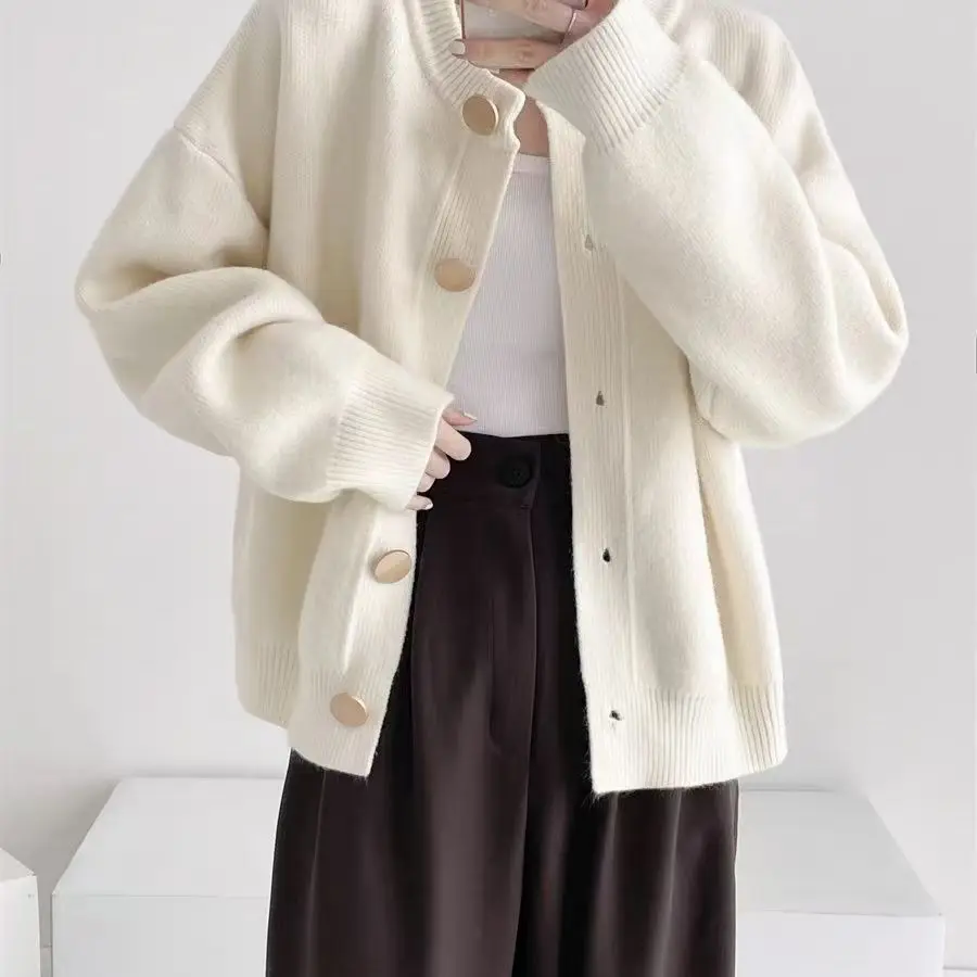 

Корейский свободный вязаный кардиган, женский весенне-осенний дизайн 202, универсальный свитер в западном стиле, куртка, топ