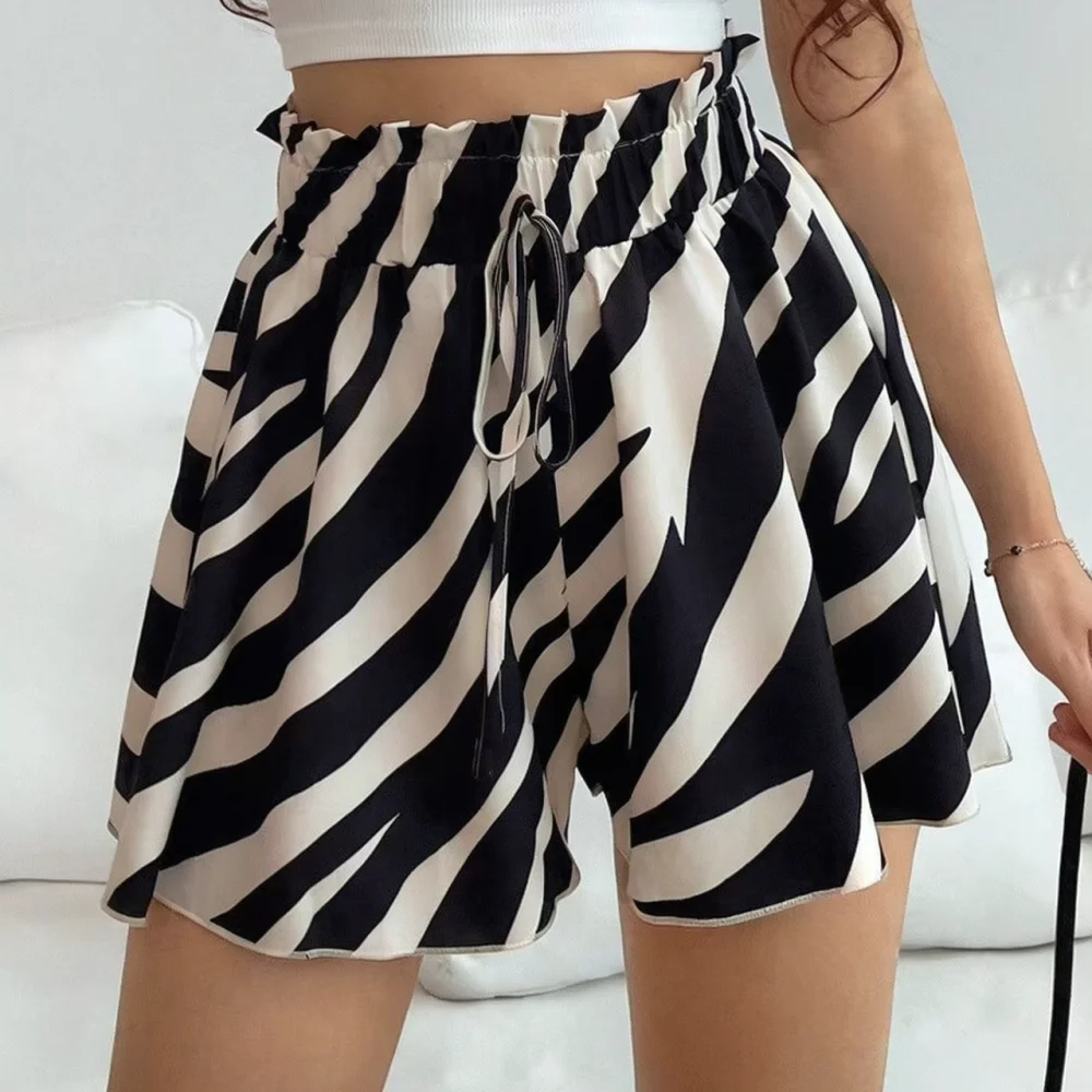 Fashion Women Summer High Waist Shorts Animal Print Casual Loose Beach Pants Stylish Comfortable Daily Wear Trendy Bottoms