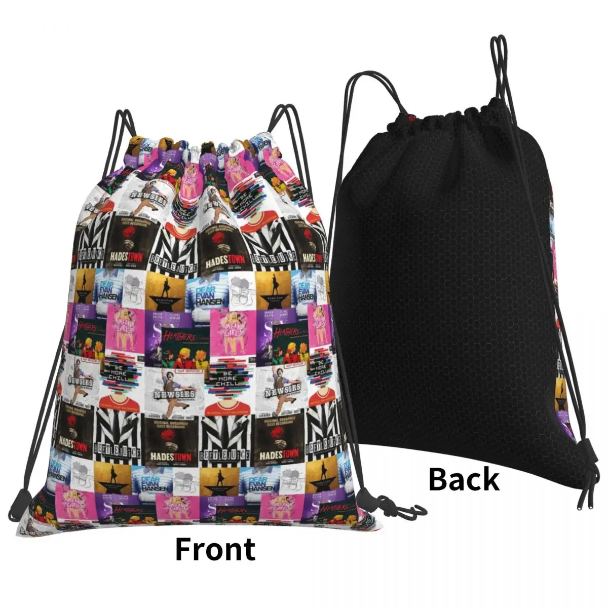 حقائب ظهر للعب الموسيقية من Musicals Collage Iv، حقيبة ظهر محمولة برباط، حقيبة رياضية للجيب، حقائب كتب للمدرسة للرجال والنساء #2