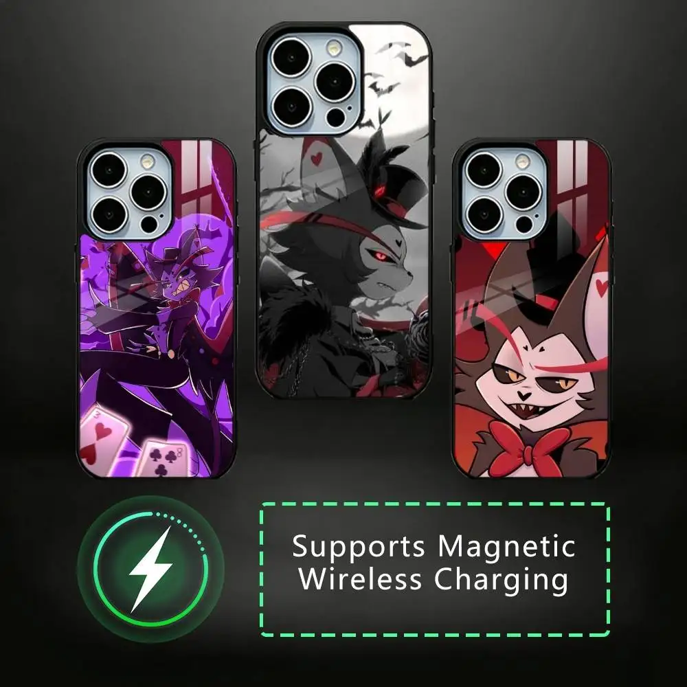 

H-Hazbin H-Hotels Husk Phone Case For iPhone17,16,15,14,13,12,11 Plus,Pro Supports Magnetic Wireless Charging