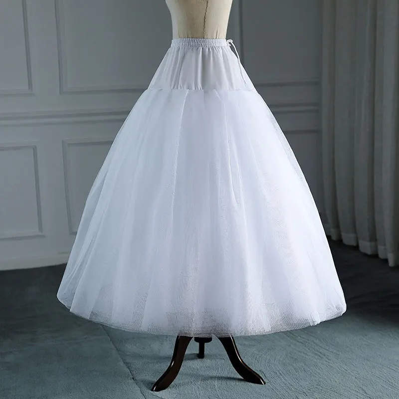 Jupon en tulle blanc pour robe de mariée de style ligne, sous-jupe longue, 4 à 8 couches, pas de cerceaux, accessoires de mariage pour patients