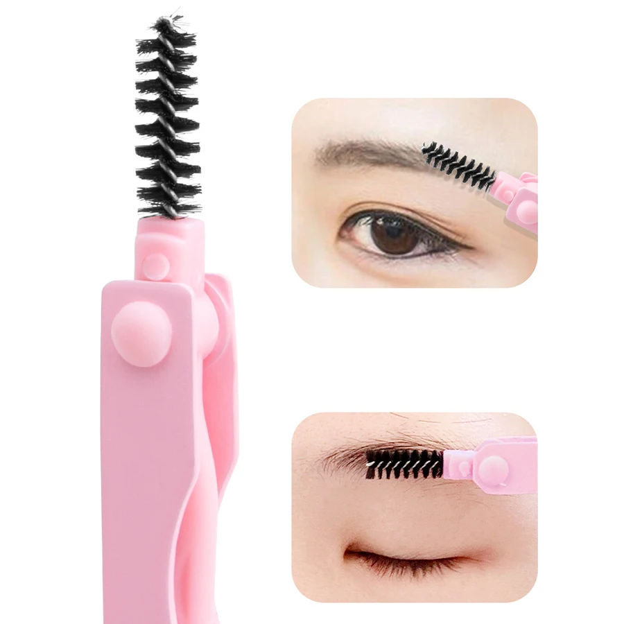 Aço inoxidável sobrancelha aparar ferramenta, 3 em 1, faca dobrável, clipe multifuncional, escova de sobrancelha, novo