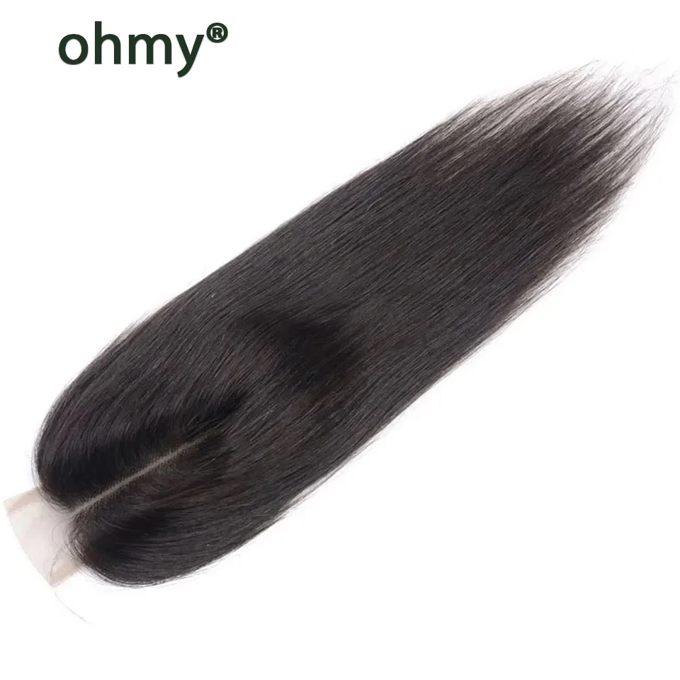 Ohmy-Straight Transparente Lace Encerramento Pacotes de Cabelo Humano, Parte Média, Cru e Completo, Kim K 2x6, 50g, 4, 5, 6