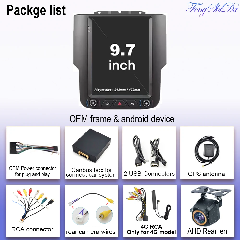 Android 15 For Dodge Ram 4 IV DJ DS 2013 - 2019 Car Radio 9.7\