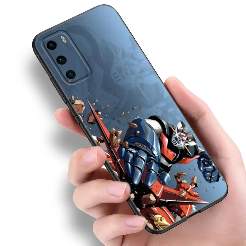 Anime Mazinger Z Zwart Siliconen Telefoonhoesje Voor Huawei P10 P20 P30 P40 Lite P50 P60 Art P50e P Smart Z 2018 2020 2021 Pro 2019