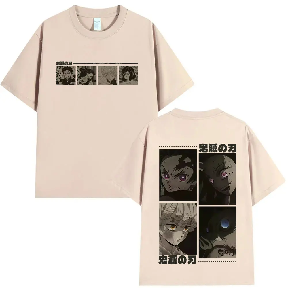 Anime Demon Slayer T Shirt Kamado Tanjirou Kamado Nezuko Agatsuma Zenitsu Hashibira Inosuke Tshirt Men Fashion Oversized T-shirt