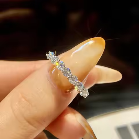 GRA 0.7ct Real Moissanite Diamond Ring 925 Sterling Silver Eternity Engagement Daily Wear Rings for Women Luxury Quality Jewelry