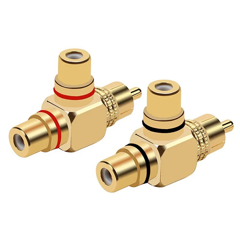 

1PCS High-quality Copper gold-plated RCA Male to 2 Female RCA Splitter Adapter AV Video Audio T Plug RCA 3 way Plug R Connector