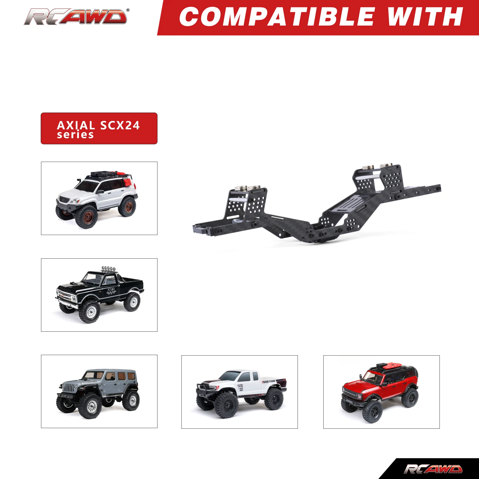 

RCAWD Carbon Fiber Conversion Body Shell Chassis Frame for 1/24 Axial SCX24 LCG Crawlers Body Shell Chassis Frame Upgrades Parts