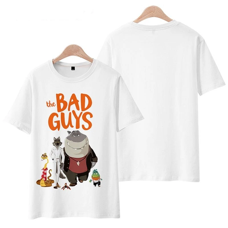 The Bad-Guys Anime Cartoon T Shirt for Men Y2K Harajuku Streetwear Loose Fit Cotton Round Neck Short Sleeve Summer Top