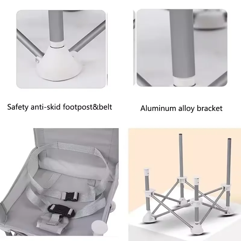 Chaise bébé portative pliable, avec ceinture de sécurité, bonne chaise en alliage d'aluminium pour voyage Camping pique-niques pour chaise bébé intérieure et extérieure