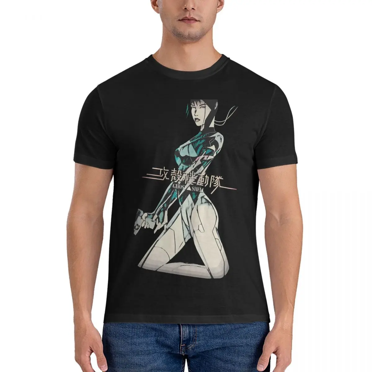 Amazing Motoko Kusanagi T-Shirt Men O Neck Pure Cotton T Shirts Ghost In The Shell Short Sleeve Tee Shirt Adult Clothes